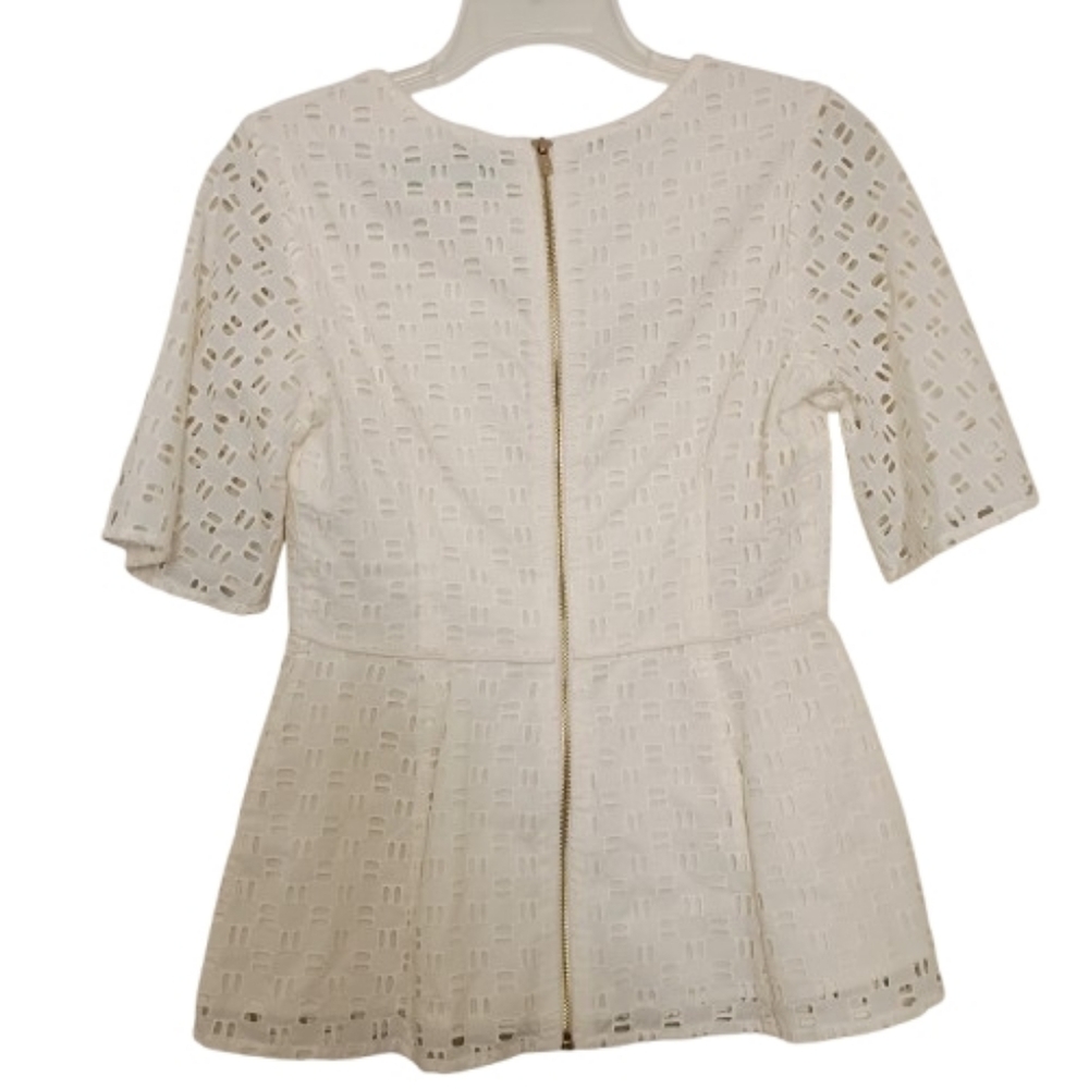 CWonder Ivory Eyelet Short Sleeve Peblem Blouse 4 Christian Siriano Romantic - Picture 8 of 14